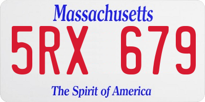 MA license plate 5RX679