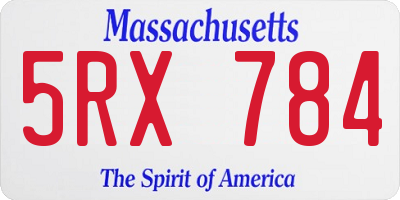 MA license plate 5RX784