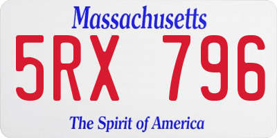 MA license plate 5RX796