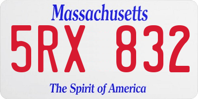 MA license plate 5RX832