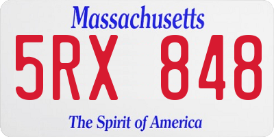 MA license plate 5RX848