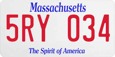 MA license plate 5RY034