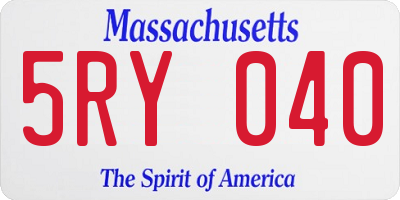 MA license plate 5RY040