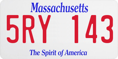 MA license plate 5RY143