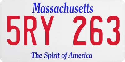 MA license plate 5RY263
