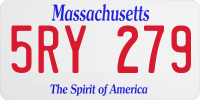 MA license plate 5RY279