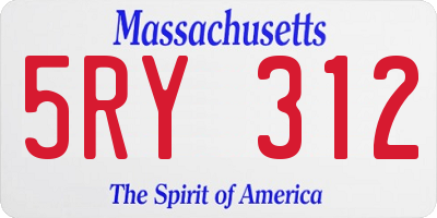 MA license plate 5RY312