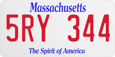 MA license plate 5RY344