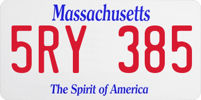MA license plate 5RY385
