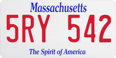 MA license plate 5RY542