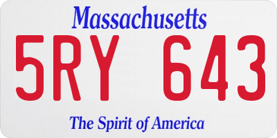 MA license plate 5RY643