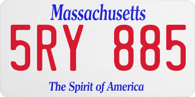 MA license plate 5RY885