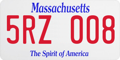 MA license plate 5RZ008