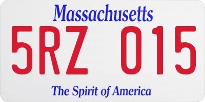 MA license plate 5RZ015
