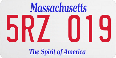 MA license plate 5RZ019
