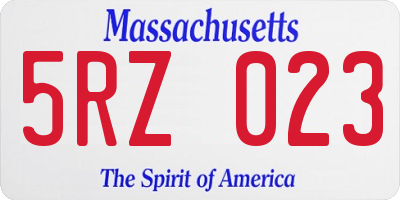MA license plate 5RZ023