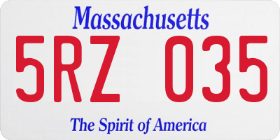 MA license plate 5RZ035