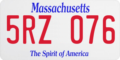 MA license plate 5RZ076