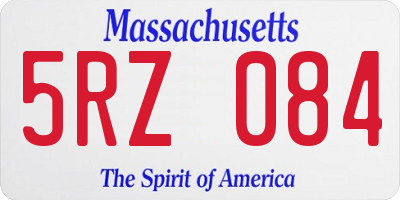 MA license plate 5RZ084