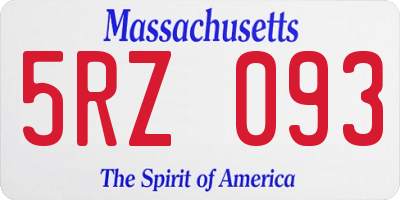 MA license plate 5RZ093