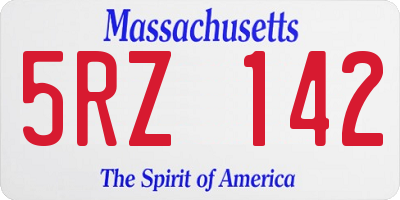 MA license plate 5RZ142