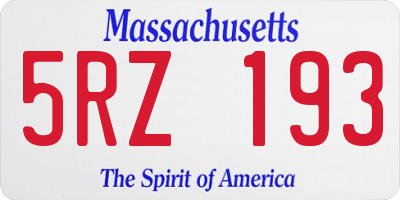 MA license plate 5RZ193
