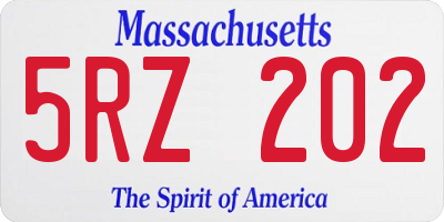 MA license plate 5RZ202
