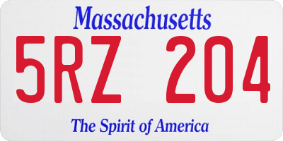 MA license plate 5RZ204