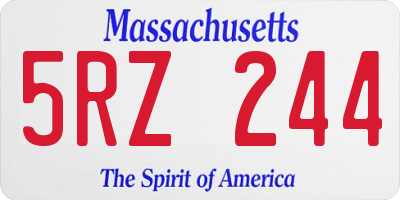 MA license plate 5RZ244
