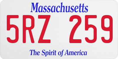 MA license plate 5RZ259