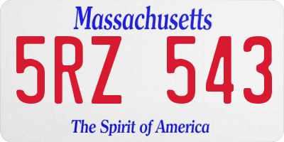 MA license plate 5RZ543