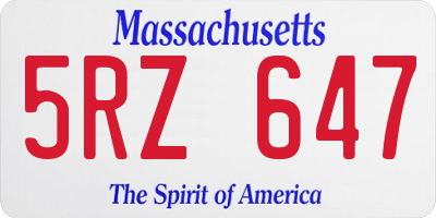 MA license plate 5RZ647