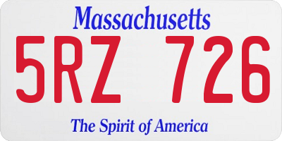 MA license plate 5RZ726