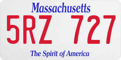 MA license plate 5RZ727