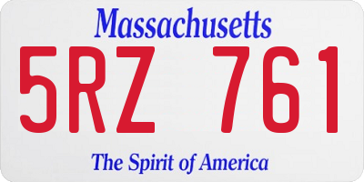 MA license plate 5RZ761