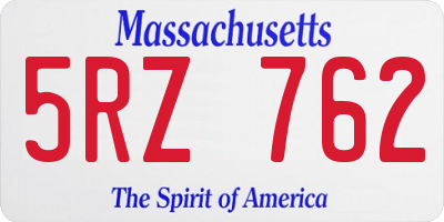 MA license plate 5RZ762