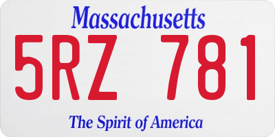 MA license plate 5RZ781