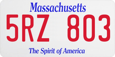 MA license plate 5RZ803