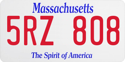 MA license plate 5RZ808
