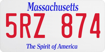 MA license plate 5RZ874