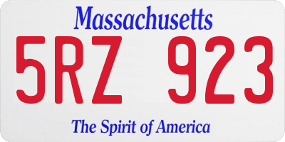 MA license plate 5RZ923