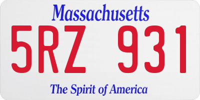 MA license plate 5RZ931