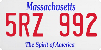 MA license plate 5RZ992