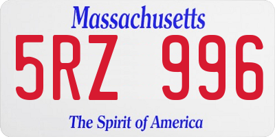 MA license plate 5RZ996