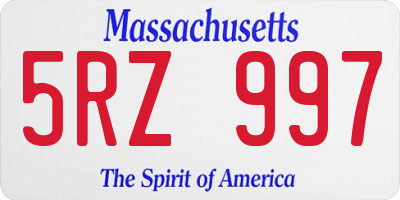 MA license plate 5RZ997