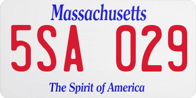 MA license plate 5SA029