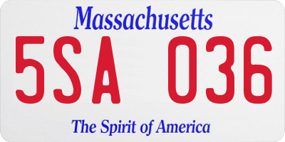 MA license plate 5SA036