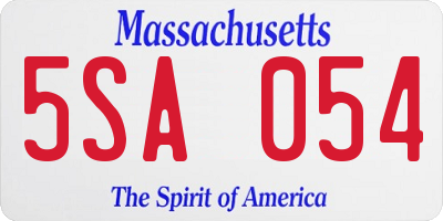 MA license plate 5SA054