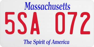 MA license plate 5SA072