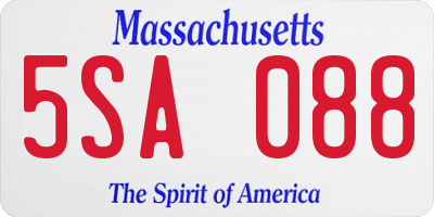 MA license plate 5SA088